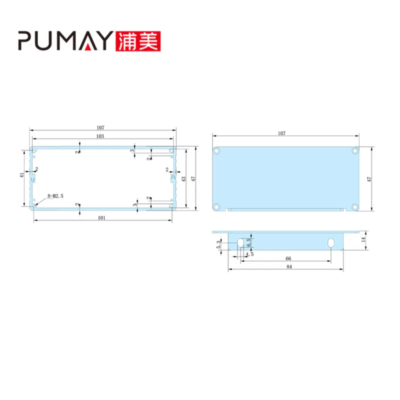 custom cutouts aluminum enclosures computer chassis for media center 107*47-100 mm