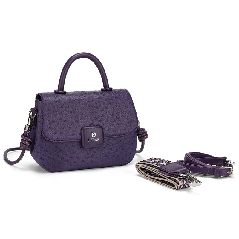 FANXI China Factory Custom Women Handbags Ostrich Pu Leather Top Handle Mini Flap Crossbody Hand Bag Luxury Designer Handbags