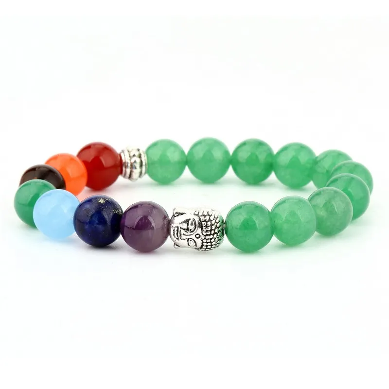 Fashion Yoga Chakra Lava stone bead Buddha Head Agate Bead bracelet Jewelry