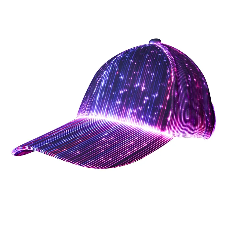 Party Club Night Time Baseball Light Up Optical Fiber Hat Luminous LED Baseball Caps