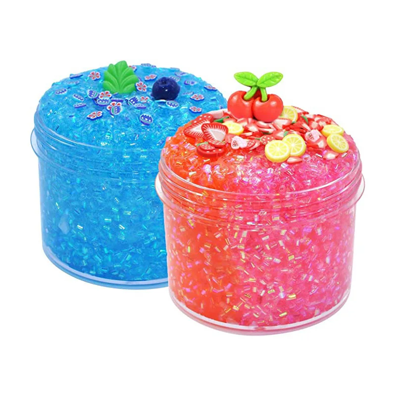 Wholesale Beach Vacation Jelly Cube Slime Watermelon Red Pearl Glossy Slimes Non Sticky Stretchy BoBa Tea Slime