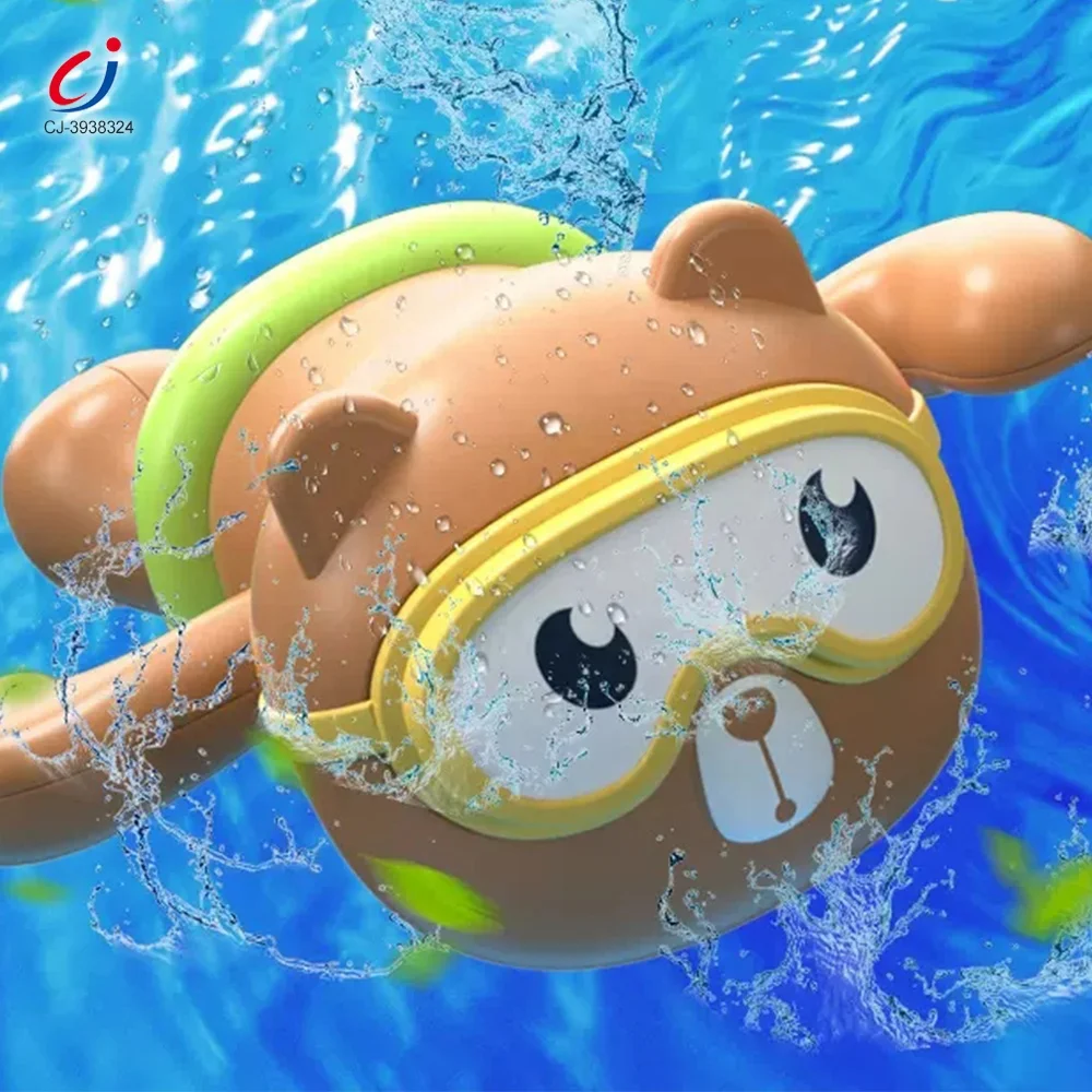 Chengji baby bathtub water playing plastic cartoon swimming bear small bath winding up toys for toddlers