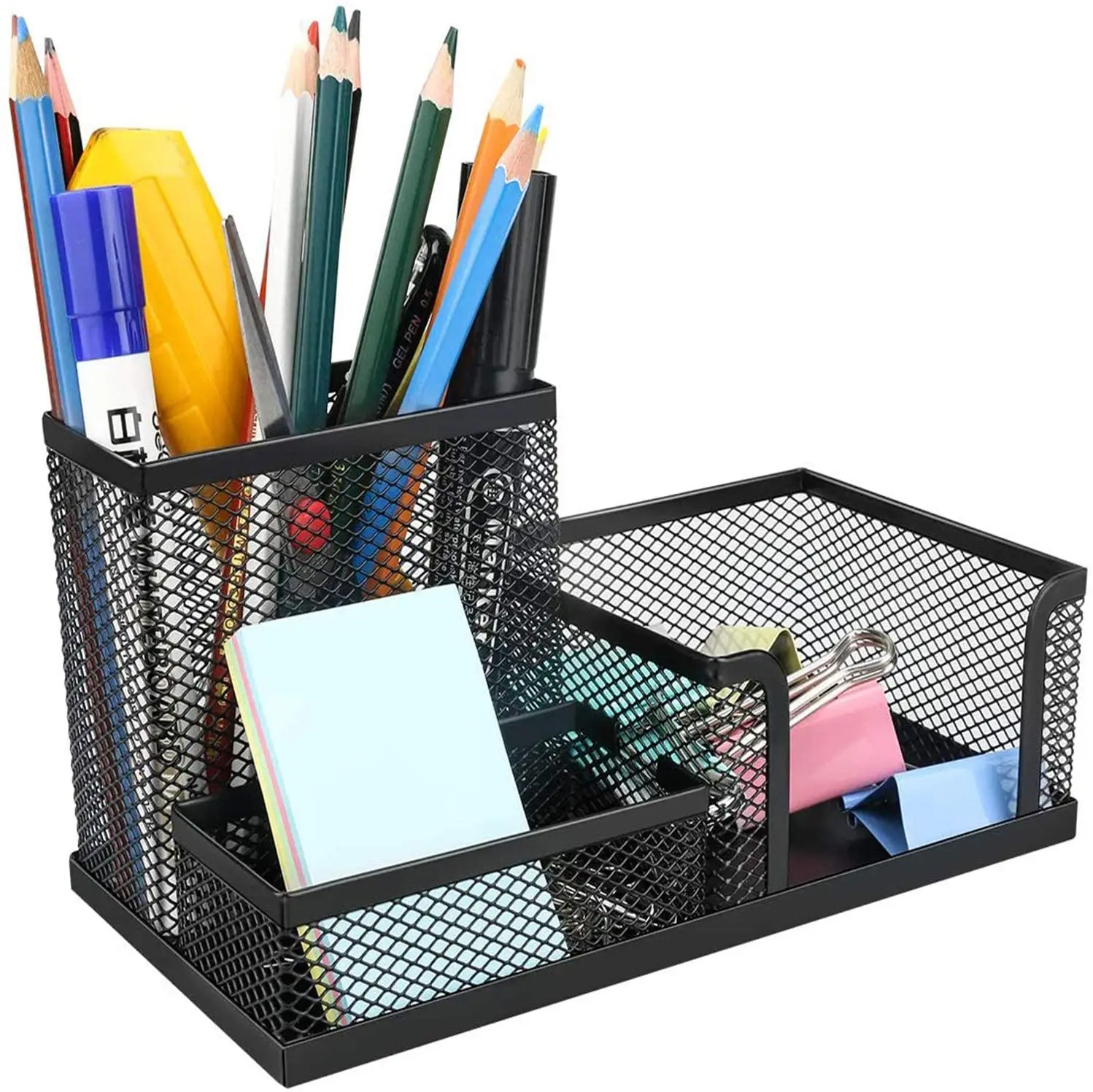 Mesh Pen Holder - Multipurpose  Large Capacity Office Supplies with Sticky Notes Holder Mesh Desk Organizers