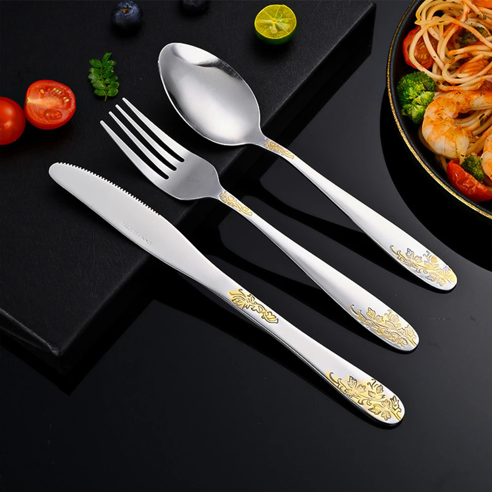 Restaurant Cheap Silver Stainless Steel 18/0 Dinner Fork And Spoon Set Gold Stainless Steel Cutlery Flatware