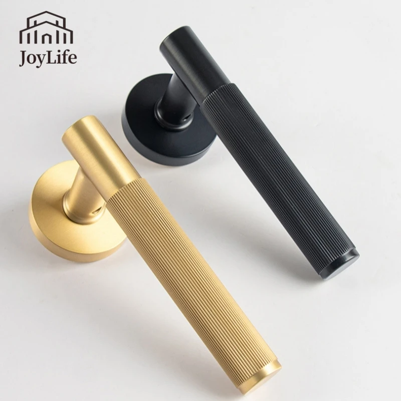 JOYLIFE Traditional Optional Bronze/Bright Gold/Matte Gold Interior Door Lock Copper Handle All-Copper Stripe Magnetic Mute Lock