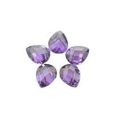 Amethyst Pear Double Checkerboard Cubic Zircon Stone
