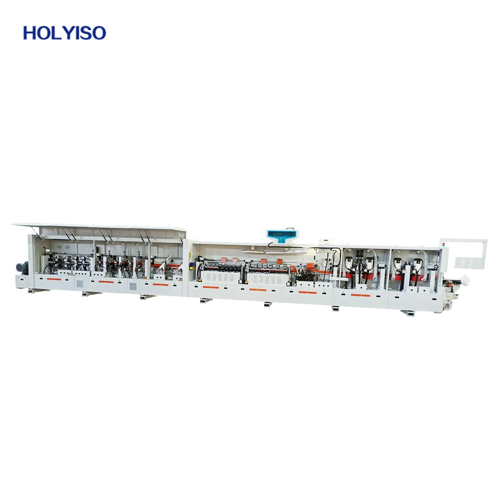 HOLYISO Automatic J Type X Type C Type 45 degree mdf pvc board soft-forming edge banding machine For furniture manufacturer