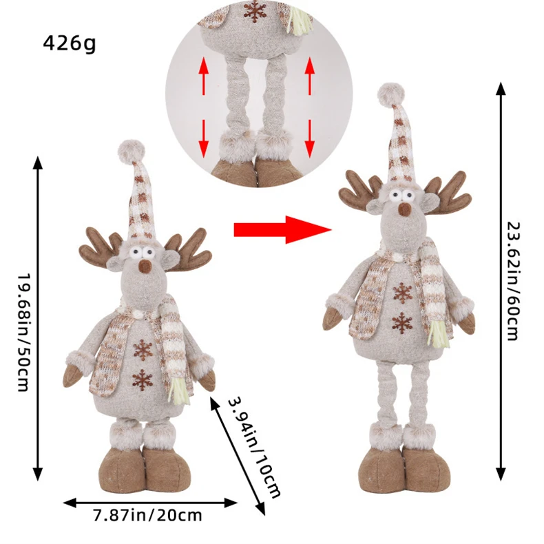 Manufacturer wholesale window scene decoration ornaments knitted elk snowman telescopic christmas doll