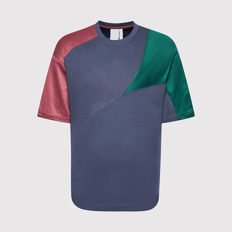 Men's Oversized Stitching Contrast Tee Collage Design Drop Shoulders Blouse Printed T-shirts Printed Shirts Printed Tshirt