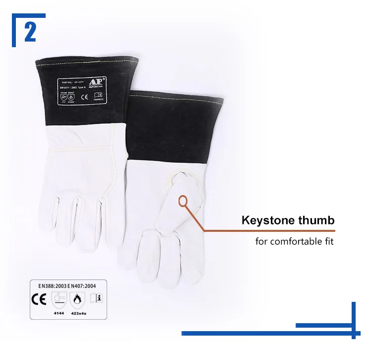 AP Premium Goatskin TIG Welding Work Gloves Top Grain Leather High Dexterity CE Certified