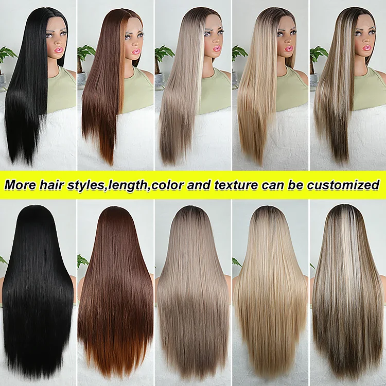 Julianna Hair New High Quality Premium Fiber Heat Resistant Natural Long Straight 30 Inch Ombre Blonde Synthetic Lace Front Wigs