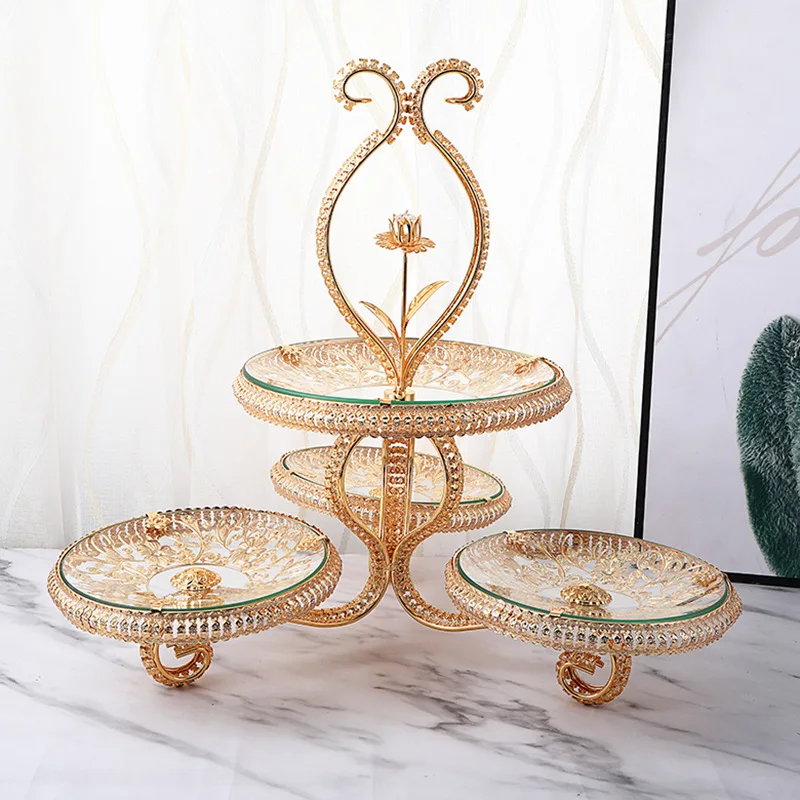 Hot Sale Cake Display Stand Luxury 4 Layer Serving Tray Platter Dessert Holder For Wedding Party Home Decor
