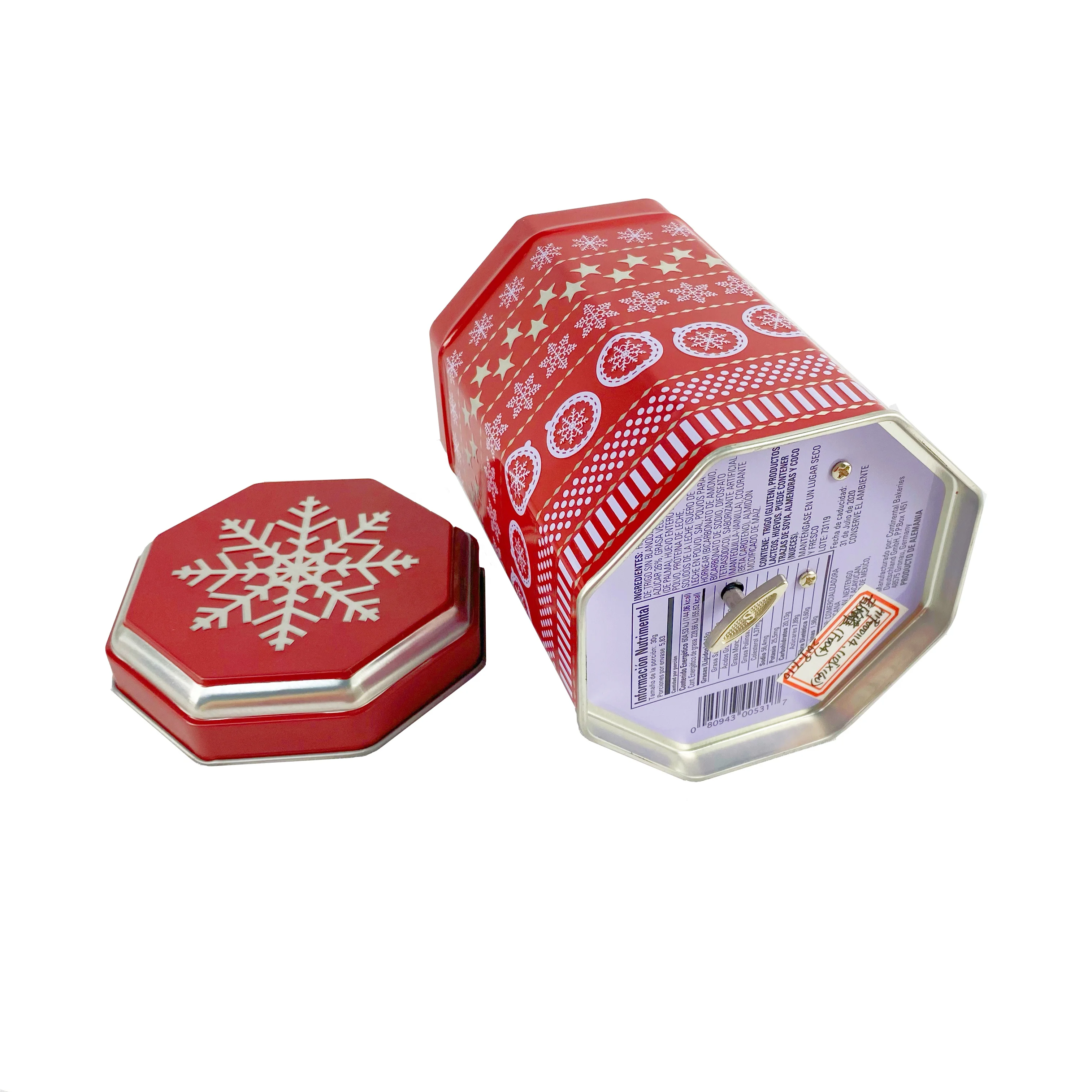 Восьмиугольная форма еды Чай Черный винтажный мультяшный жестяной музыкальный жестяной бокс с рельефом