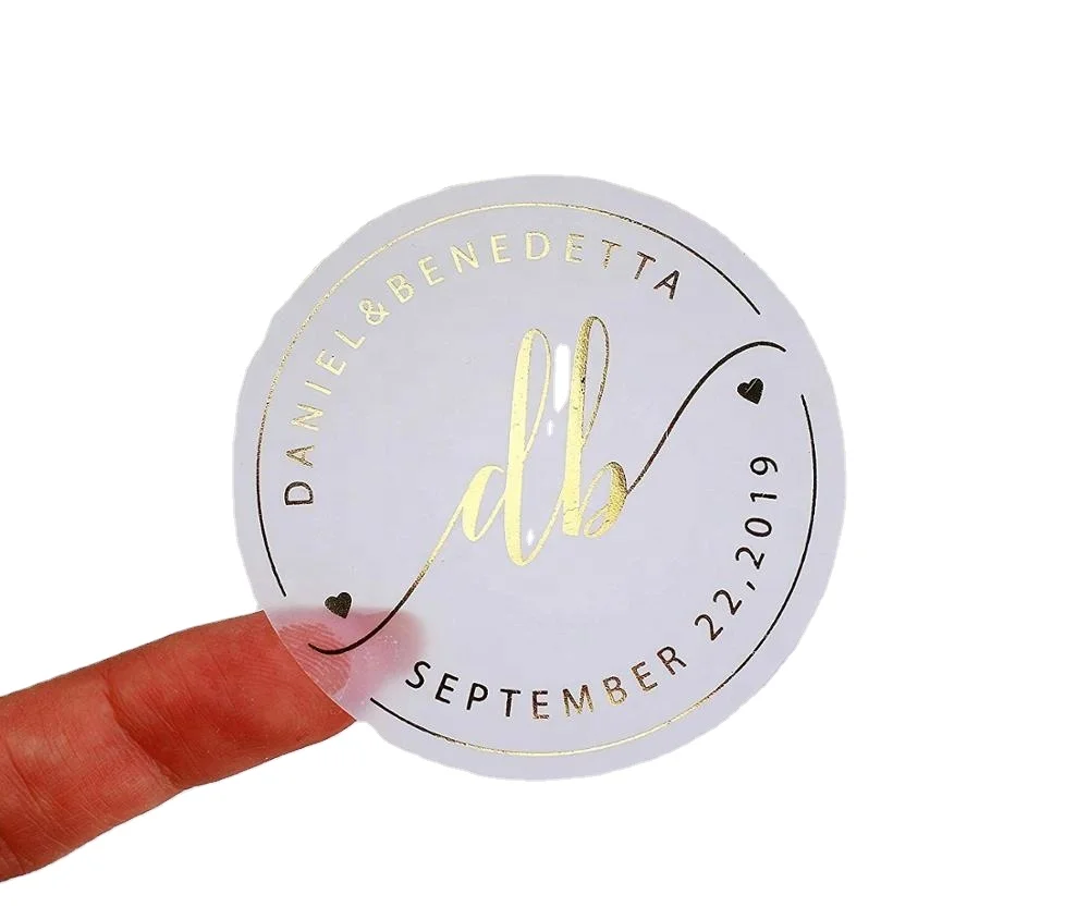 Custom Logo Printed Roll Blue Adhesive Paper Gold Stamping Round Thank You Seal Label Stickers for Packaging