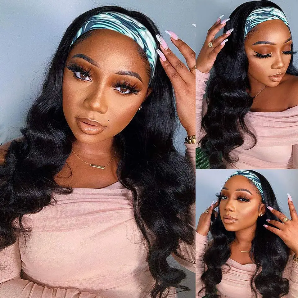Vendor Cheap 100% Human Hair Headband Wig Natural Color Glueless Non Lace Human hair Headband Wig For Black Women Wholesale