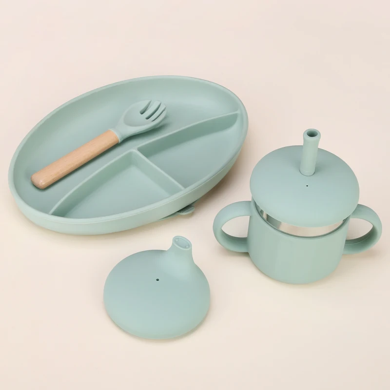 Food Grade Silicone Stainless Steels Baby Snack Cup Drinking Cups Sippy Straw Cups For Babies