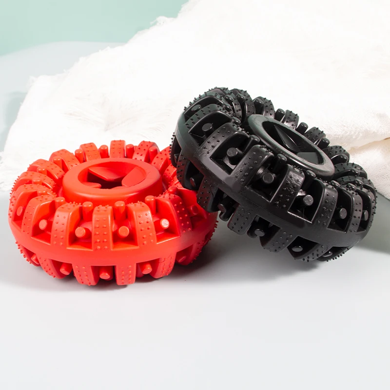 Pet Interactive Molar Bite Rubber Dog Chew Toys Custom Pet Food Leakage dispenser Rubber Dog teeth ring