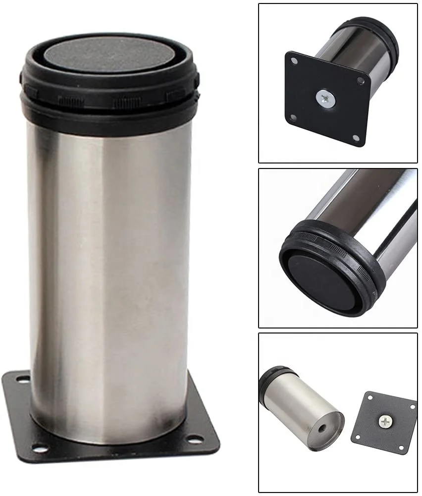 50x150mm Kitchen Feet Round Cabinet Metal Legs Stainless Steel Adjustable Furniture Legs