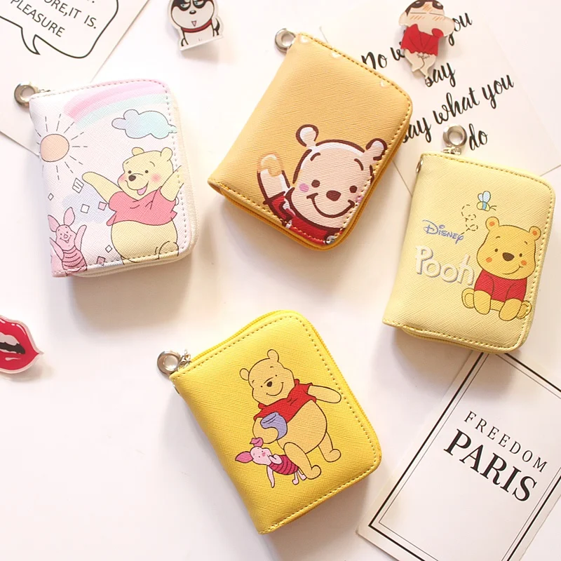 
Winnie The Pooh Pattern Prints Mini Large Capacity Clutch Girl Leather Coin Wallet 