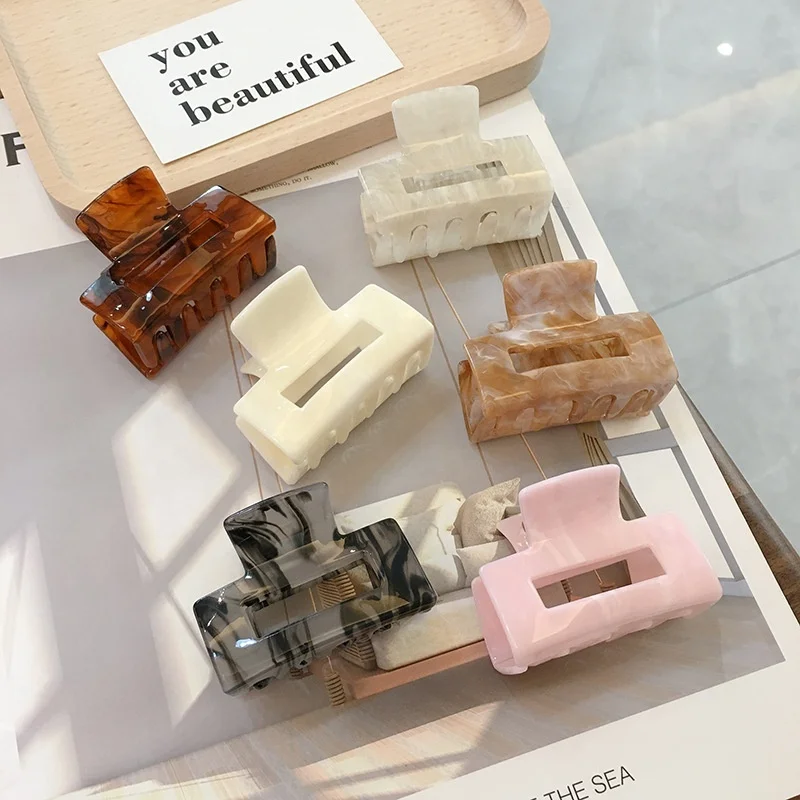 New Ins Women Girls Marble Hair Claw Acrylic Hair Clip Clamp