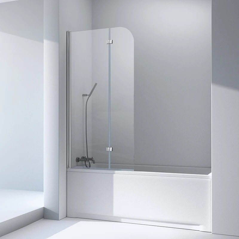 Bath Screen Pivot Door  Frameless Tempered Glass Bifold Bathtub Shower Door