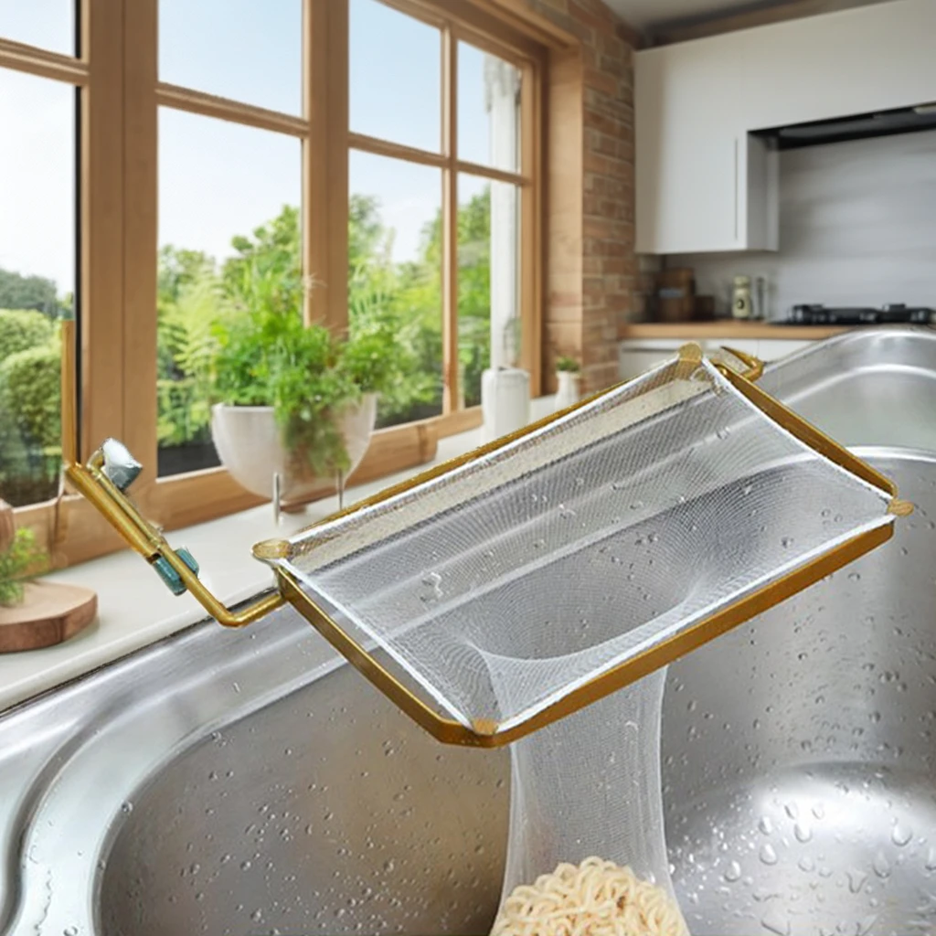 New Fashion Kitchen Sink Filter Net Plastic Metal Dishcloth Holder Strainer Garbage Mesh Food Safe