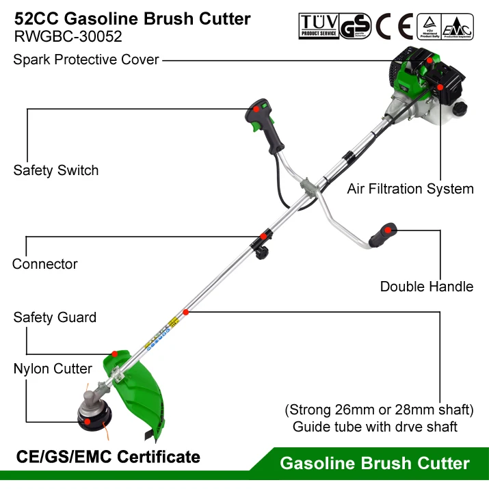 52CC Petrol Grass Cutter Cordless Gasoline Grass Trimmer Parts String Line Head With Blades Gas Brush Cutter Machine For Sale