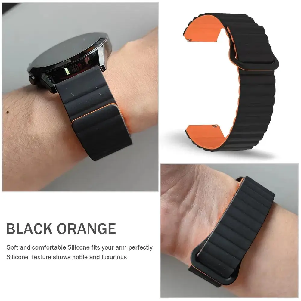 Магнитная петля для Samsung Galaxy watch 6/5 pro/4/Classic/active 2 20 мм 22 браслет с силиконовой связью huawei GT 2-2e 3-4 ремешок
