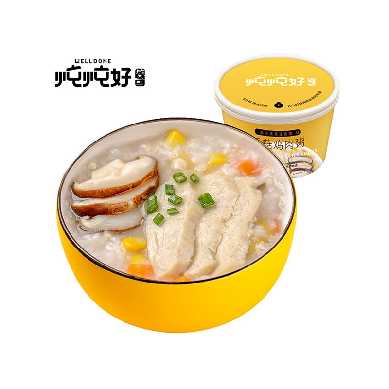 Мгновенная замороженная китайская еда с ароматом курицы и грибов, бумажная чашка, каша