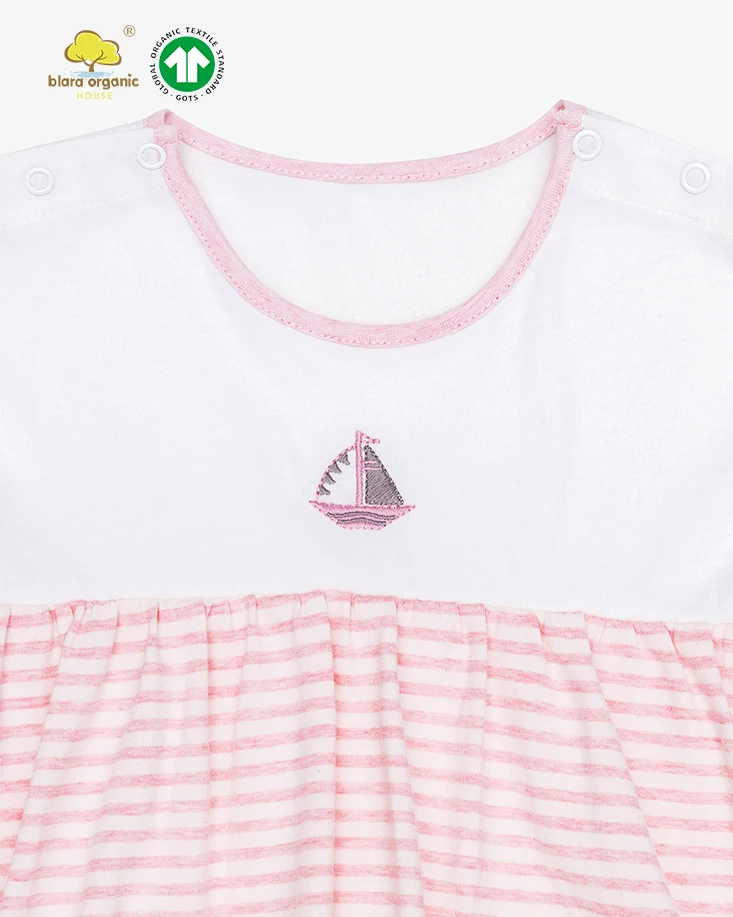 Blara Organic Certified Summer 5 years Little Girls Striped Sleeveless Dress School Birthday Party Knee length Dress