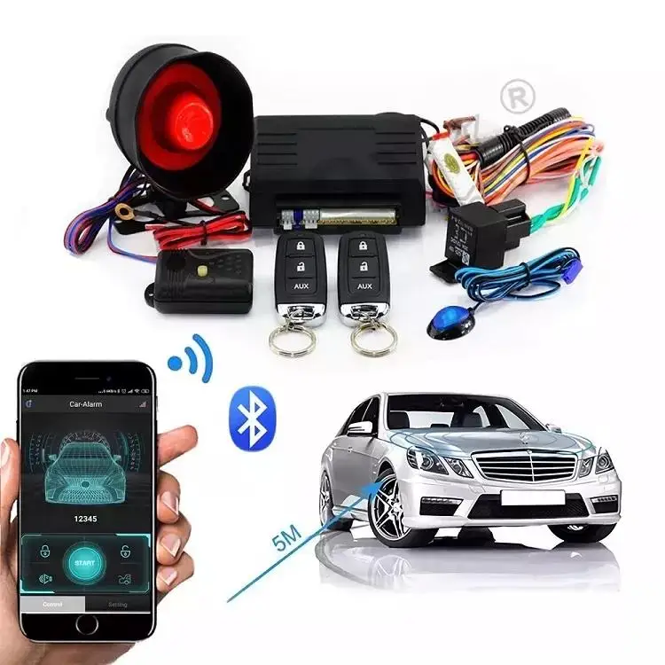 Factory direct 12V universal remote control  lock unlock trunk release car alarm security system BT smart phone APP car alarm
