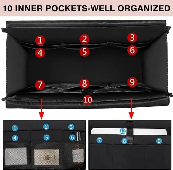 Multiple Pocket Lightweight Organizer Handbag Utility Foldable Reusable Teacher Tote Bag for Women