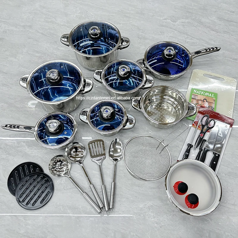 Most Favorable 30 Piece Stainless Steel Pot And Pan Set Luxury Cook Pot Set Non-stick Cookware Set