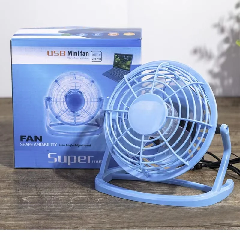 Hot Sell Portable Small Desk 4 Blades Cooling Fan USB Mini Wired Fans Operation Super Mute for PC / Laptop / Notebook