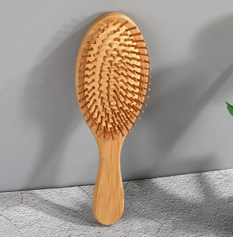 Bamboo Paddle Hair Brush comb Bamboo Bristles Detangling Hairbrush for Massaging Scalp