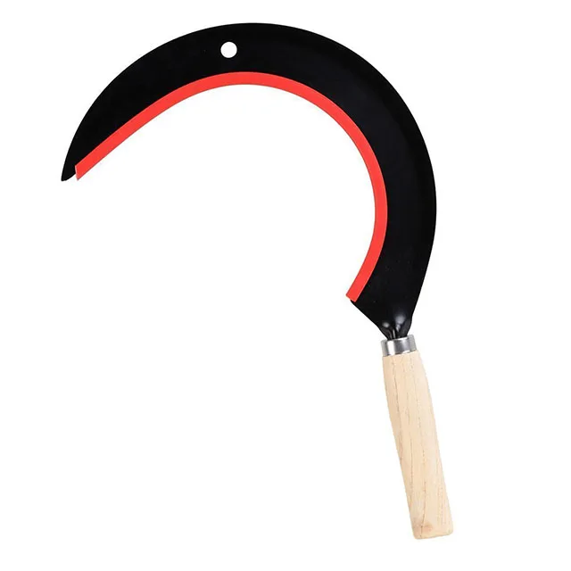 Farming Tools Grass Farming Steel Sickle  With Big Wooden Handle Sickle For Rice Harvesting