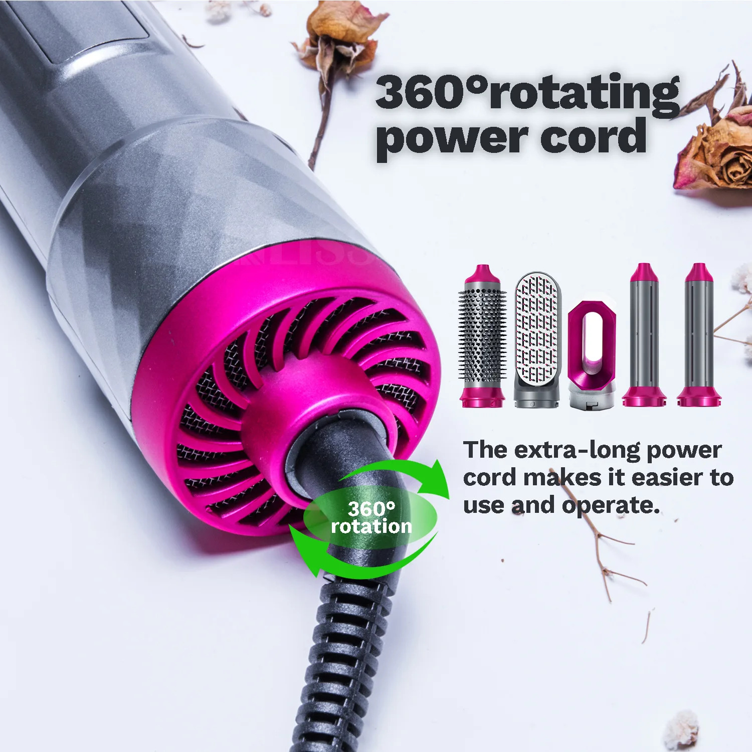 Professional Curling Iron Hair Straightener Styling Tools Styler 5 in 1 Hot Air Brush Hair Dryer