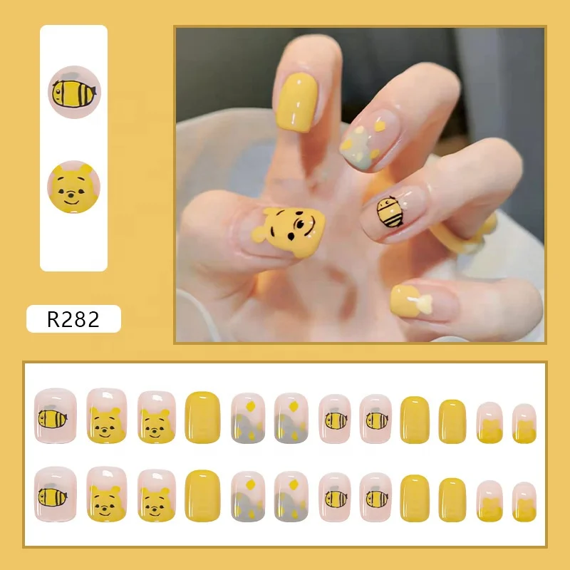 New Design 24 Piece Short Stiletto False Nail extra long press on nails with Jelly glue
