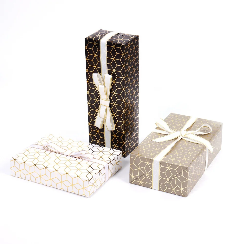 Утолщенная оберточная бумага рулон подарочной бумаги в горошек с бронзовыми звездами и полосками оптовая продажа