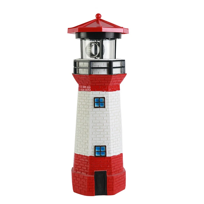 Garden solar light outdoor decoration-garden solar lighthouse with rotating LED light cup for garden terrace rotating lighthouse