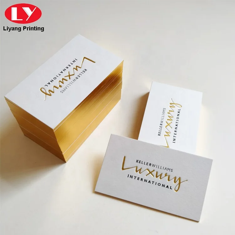 Custom Gold Foil Edge Border Cotton Thick Cardboard Paper Letterpress Business Card with Logo Printing