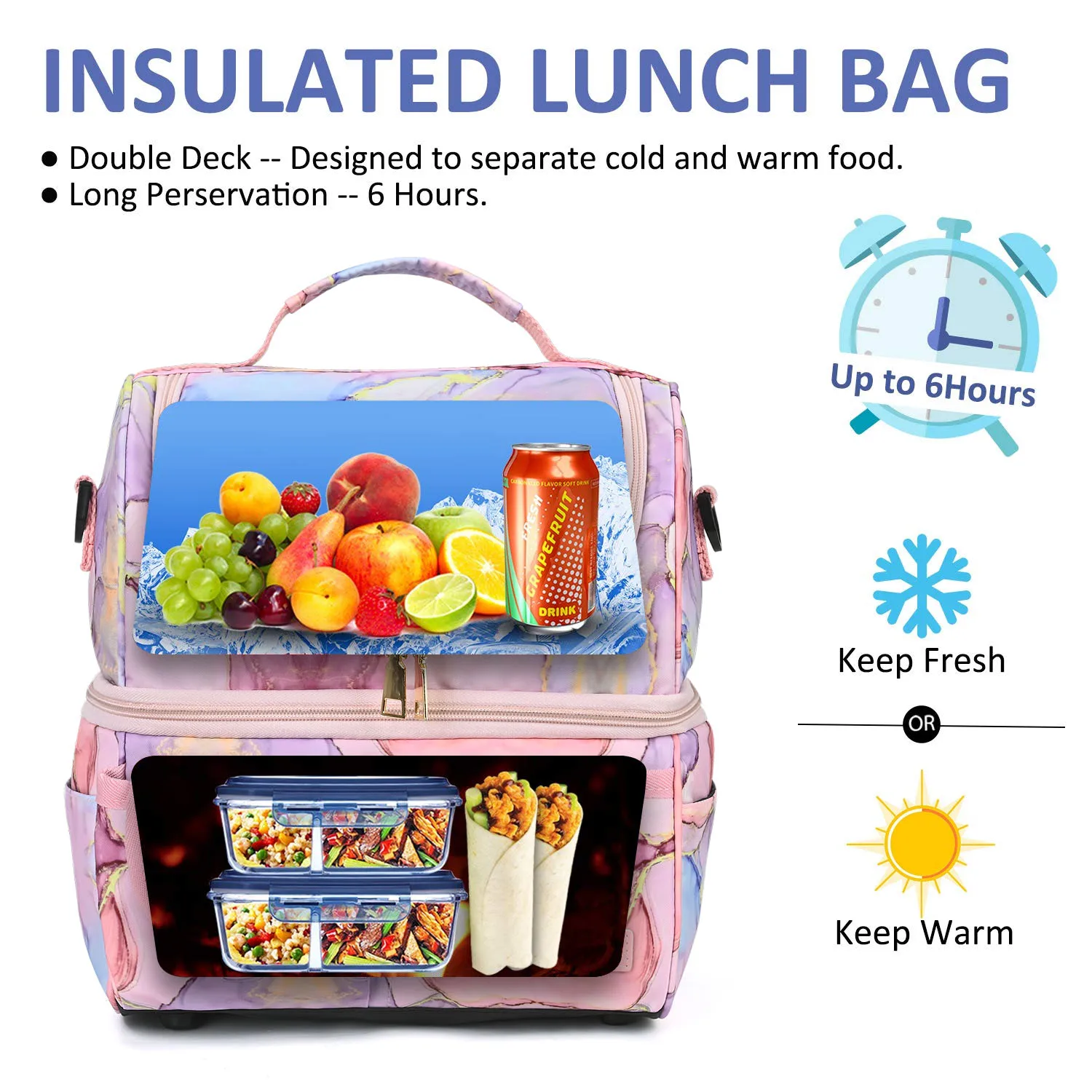 Lokass A Custom-made Latest Design Colorful Lunch Bag Factory Price Nylon 600d Waterproof One-shoulder Portable Cooler Lunch Bag