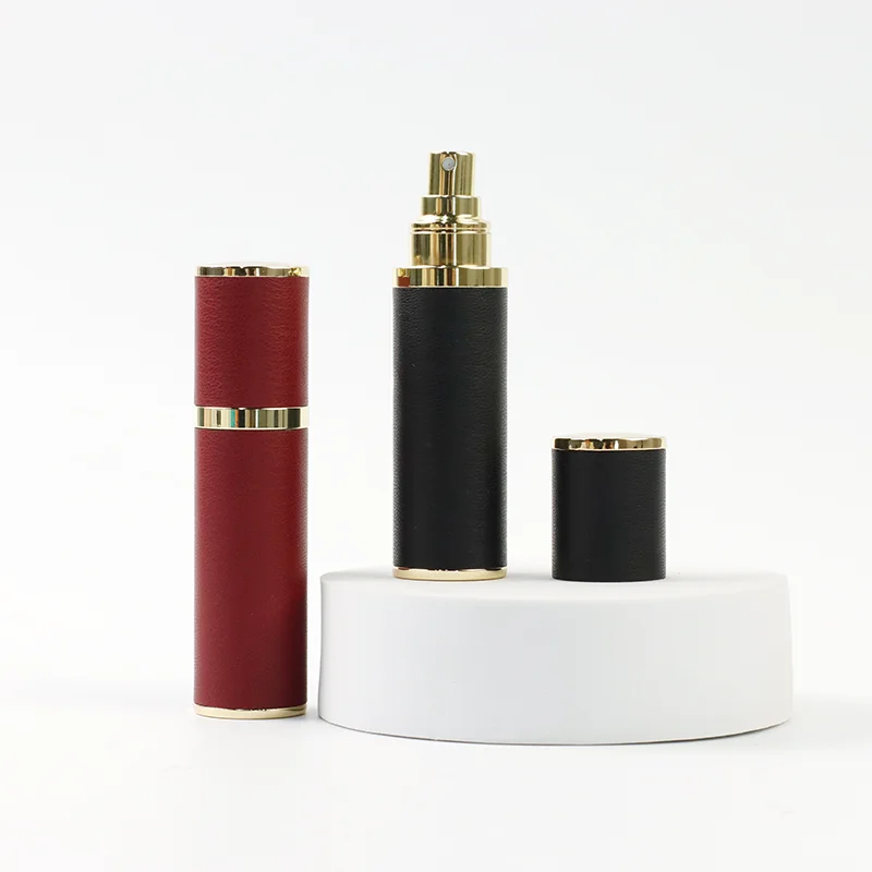Customized Logo Leather Shell Case Luxury Beauty Spray Bottle 5 ml 10 ml 15 ml 20 ml Cologne Fragrance Atomizer