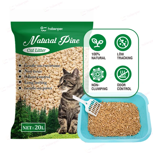 Best 100% Natural Pine Wood pellet Cat Litter Dust-Free and Easy Scoop with Effective Deodorization