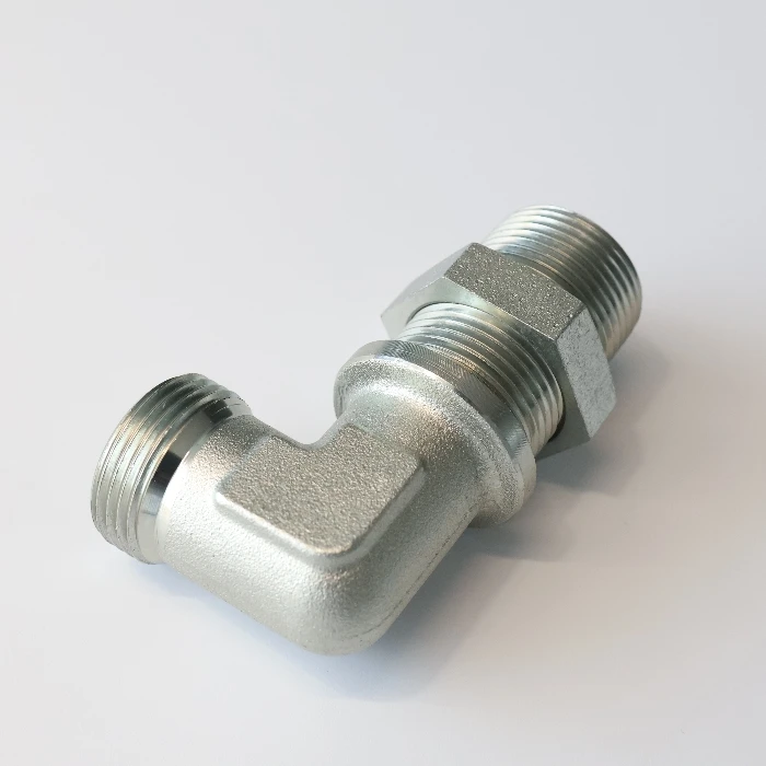 Bulkhead Fitiing Carbon Steel 90 Deg Elbow Metric Male 24Deg Elbow Bulkhead Hydraulic Fitting