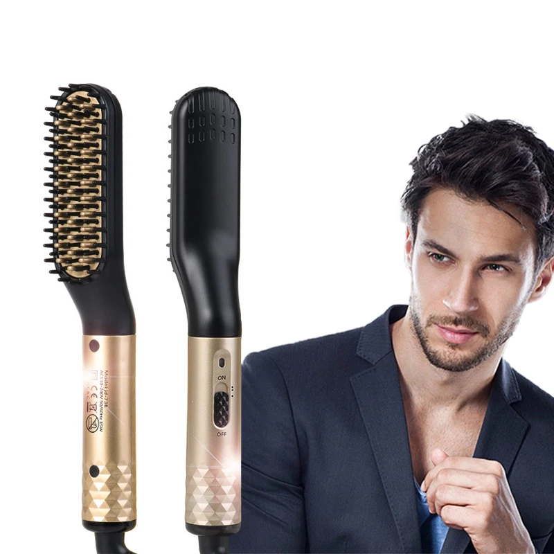 Быстрая доставка, электрическая щетка для укладки волос, Золотая щетка для бороды для мужчин