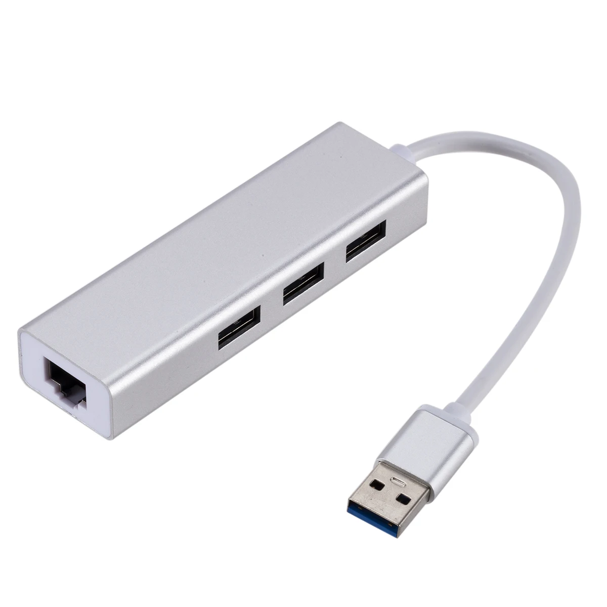 4 in 1 Aluminium alloy USB Ethernet with 3 Port USB HUB 2.0 RJ45 Lan Network Card USB to Ethernet Adapter for Mac iOS Android PC