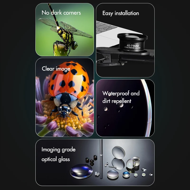 GiAi 2023 New Long-Distance 40mm-75mm Phone Macro Lens For Mobile Phone Iphone