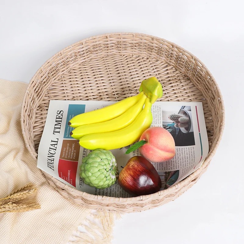 High quality custom handcraft  office desk organizers plastic rattan tray basket food&storage trays for fruit candy