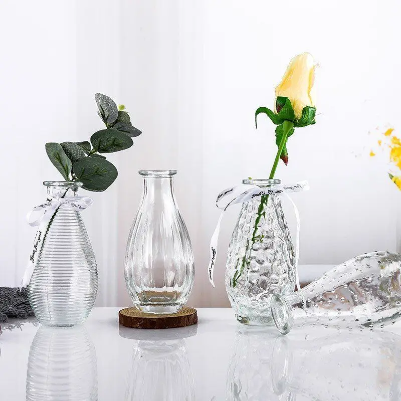 Custom Glass Flower Vases for Home Decor, Elegant Clear Glass Flower Containers, Decorative Glass Vases for Floral Arrangements